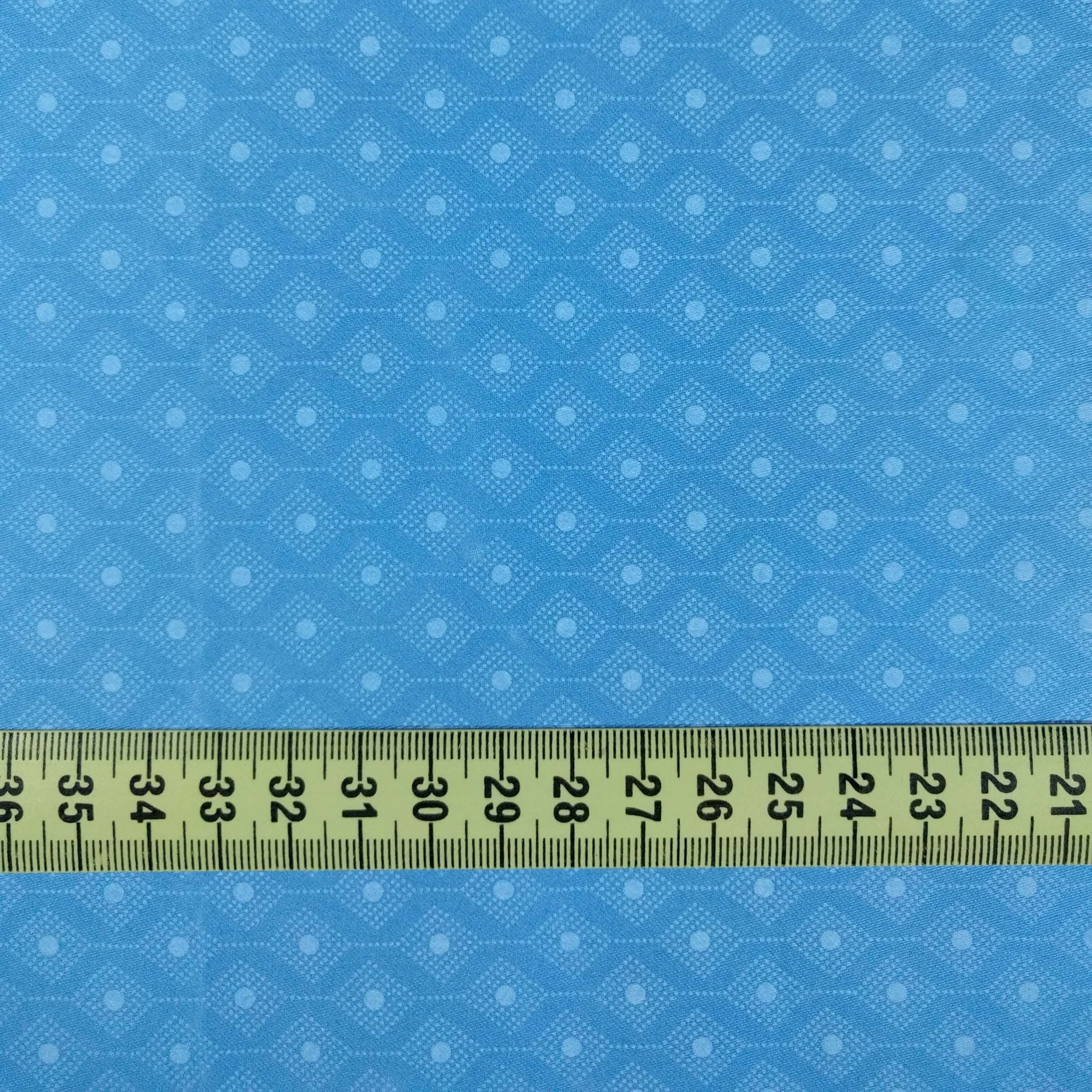 כחול מעוינים - דריל 100% כותנה