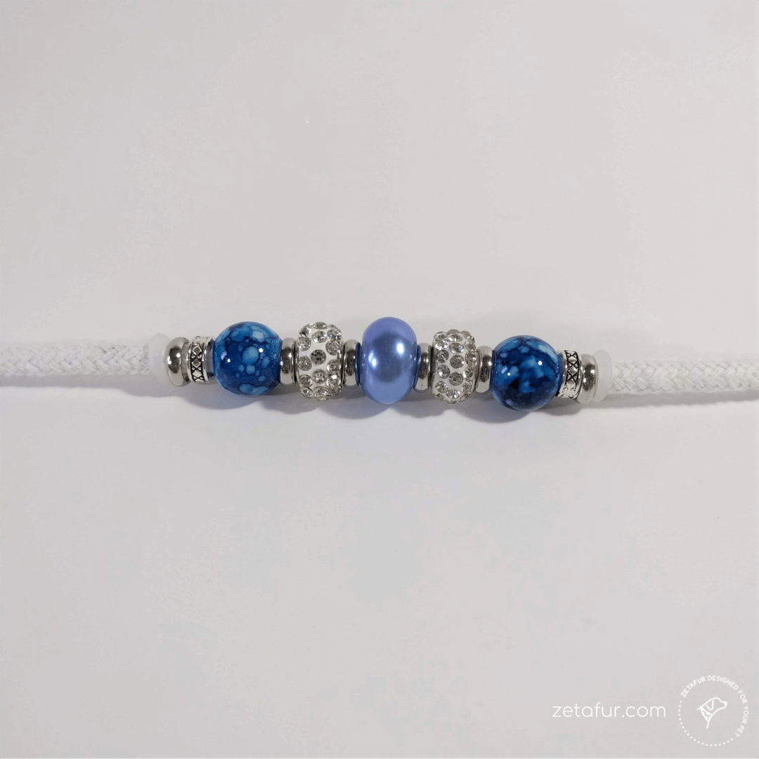 dog show handmade leash (3) blue beads
