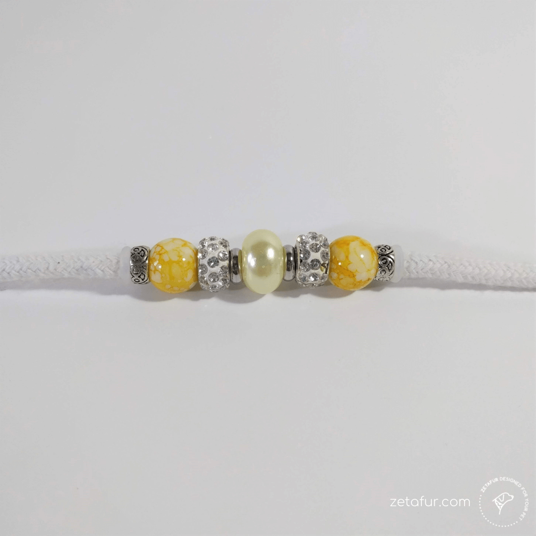 dog show handmade leash (4) yellow beads