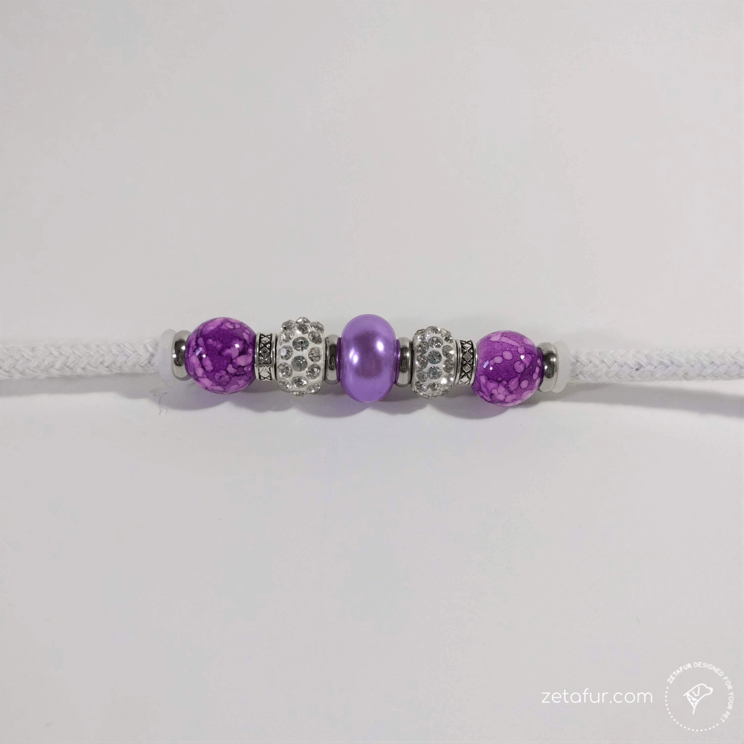 dog show handmade leash (5) purple beads