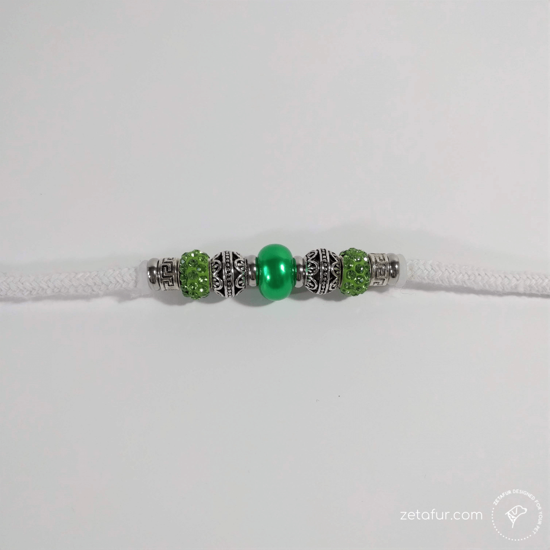 dog show handmade leash (6) green beads