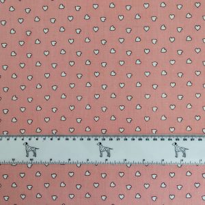 Pink with small hearts - 100% cotton