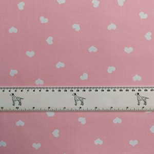 Pink with white hearts - 100% cotton