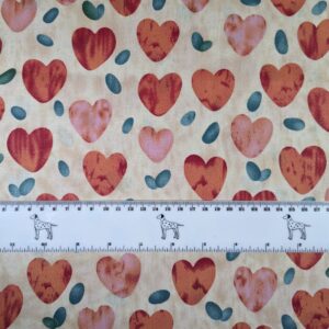 Red big hearts - 100% cotton fabric
