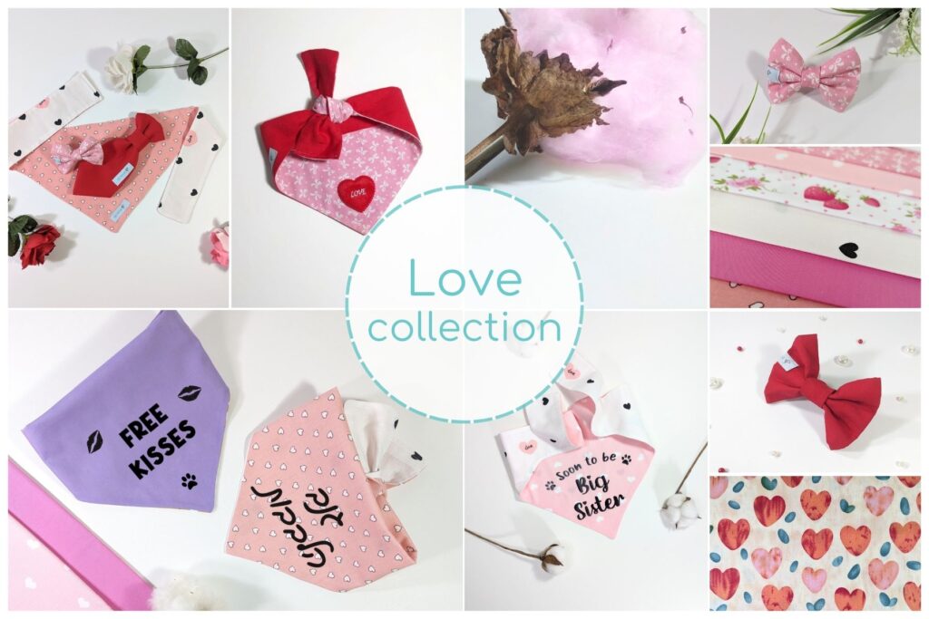 Love collection - love day - for dogs and cats 100% cotton handmade by ZETAFUR